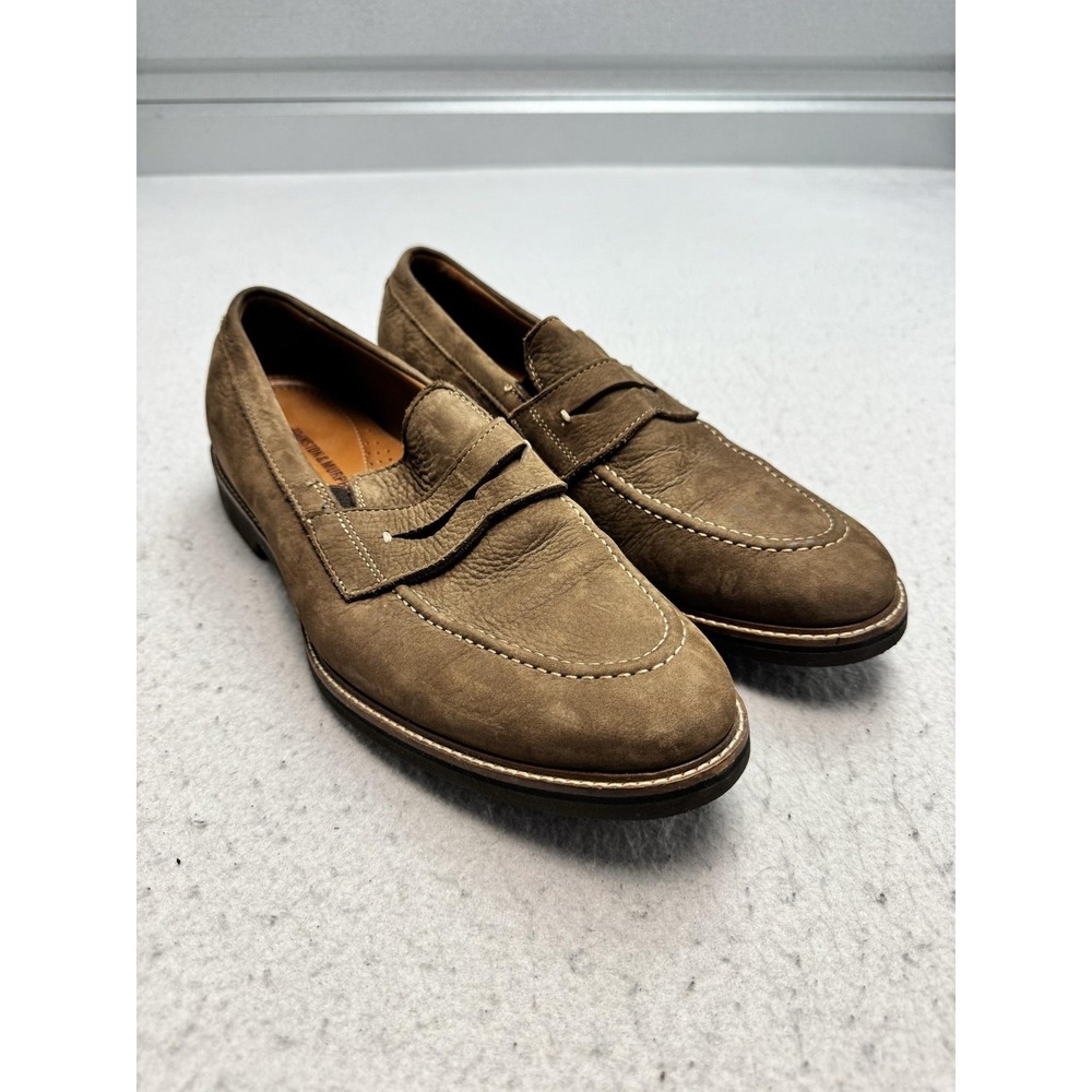 Johnston & Murphy Shoes Mens Size 10.5 M Brown Nubuck Penny Loafers Slip On